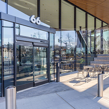 66 Galen St podum oversize special shape insulated glass units Cristacurva